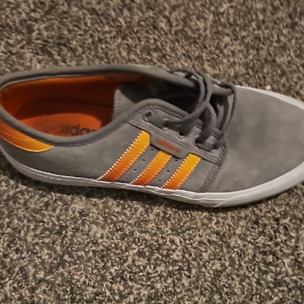 adidas Gray and Orange Sneakers with Stripes and Low-Top Design